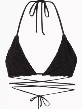 Good American Tiny Ties Jacquard bikini top